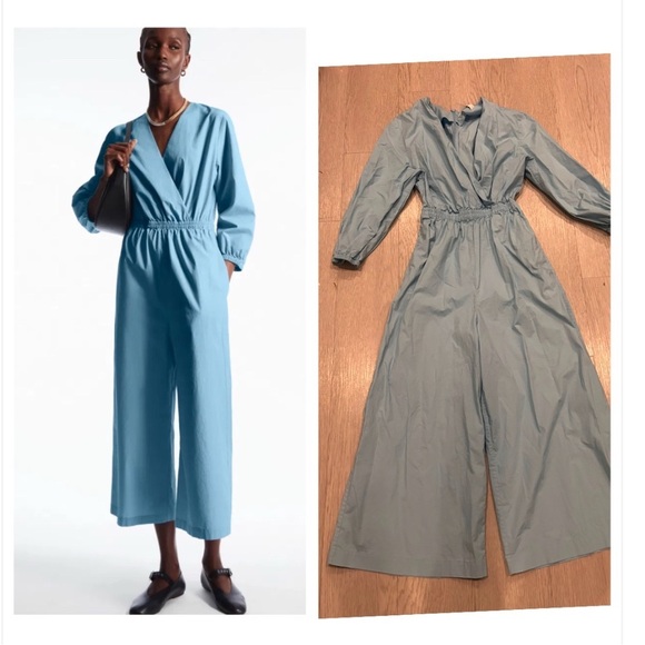 COS V-neck Culottes Jumpsuit Blue Size 2 - Picture 1 of 4
